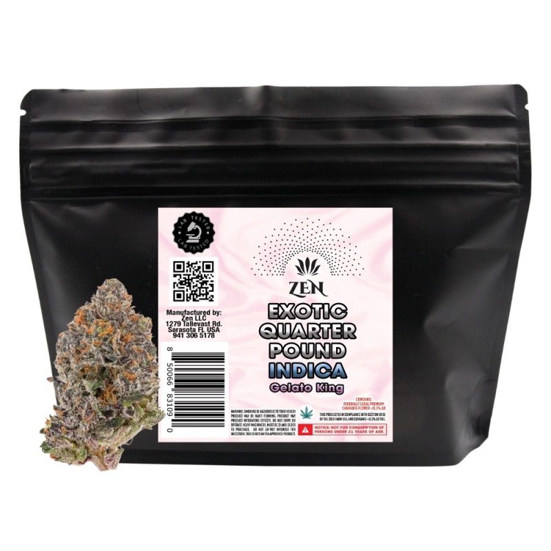 Zen Exotic THCA Flower — Gelato King — Indica – Quarter Pound (113g) — $700.00