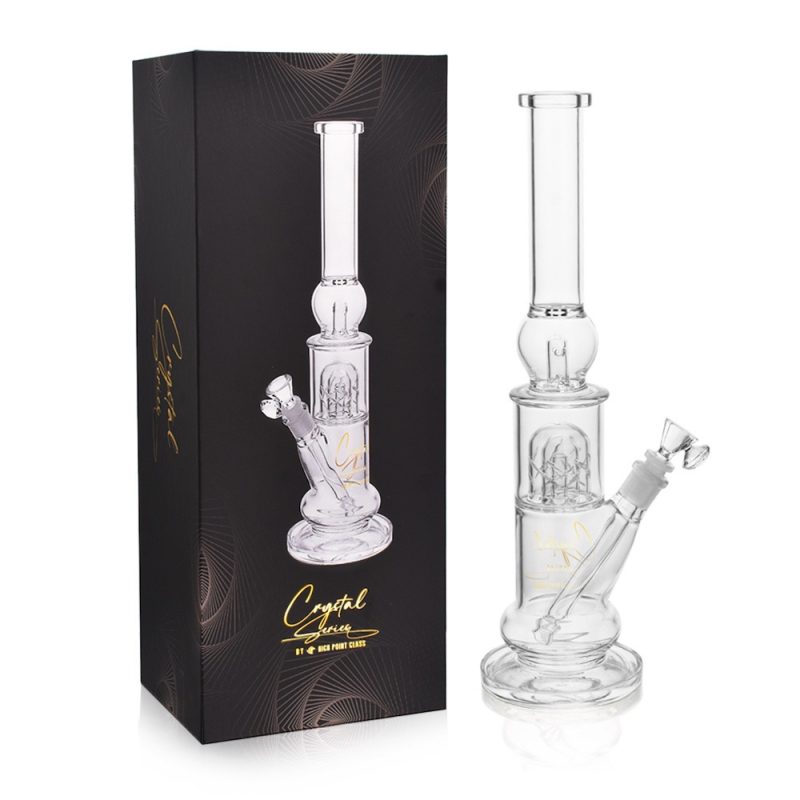 16″ High Point Glass Crystal Series Ball Ice Catcher Double Matrix Perc Beaker Water Pipe